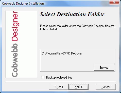 CPPD Designer Installer - Select Destination Folder
