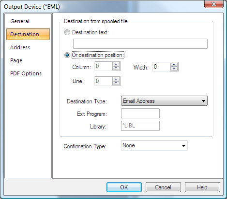 Email Destination Settings