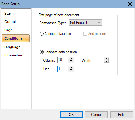 Page Setup - Conditional