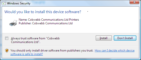 Printer Driver security question